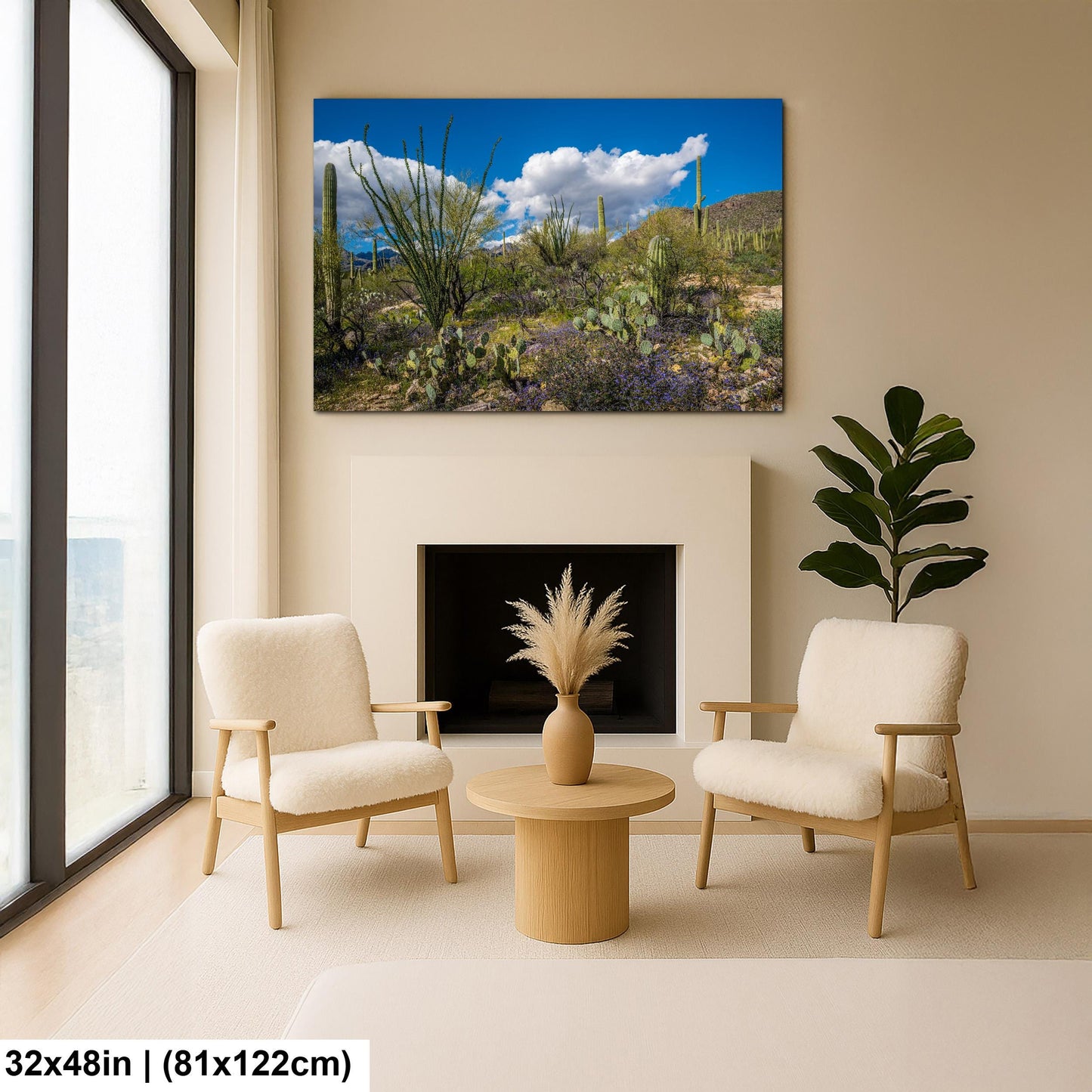 Sonoran Desert Spring Wildflowers with Saguaros - Sabino Canyon Tucson Arizona Photography Print