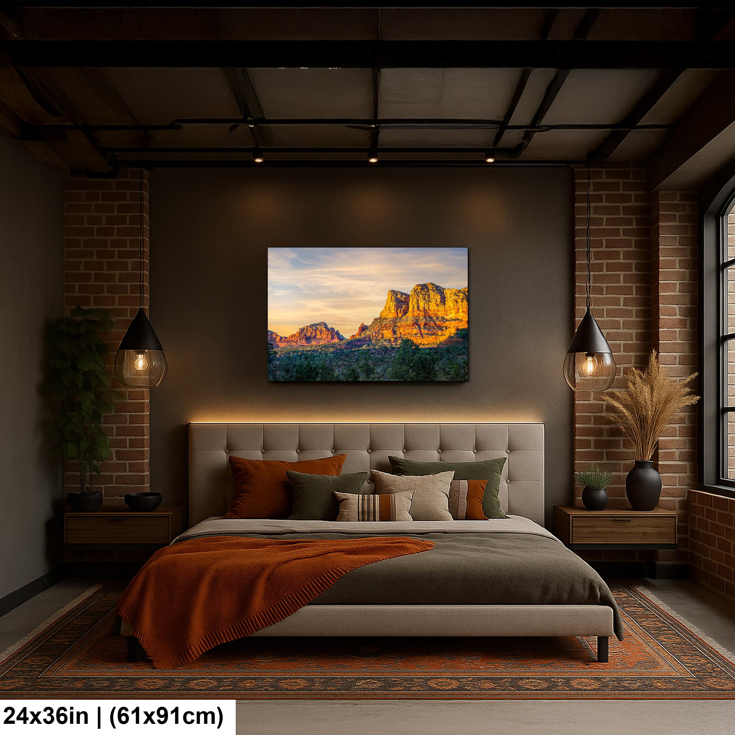 Sedona Red Rocks at Sunset Photography Print, Arizona Desert Landscape, Southwestern Wall Art, Golden Hour Nature Decor