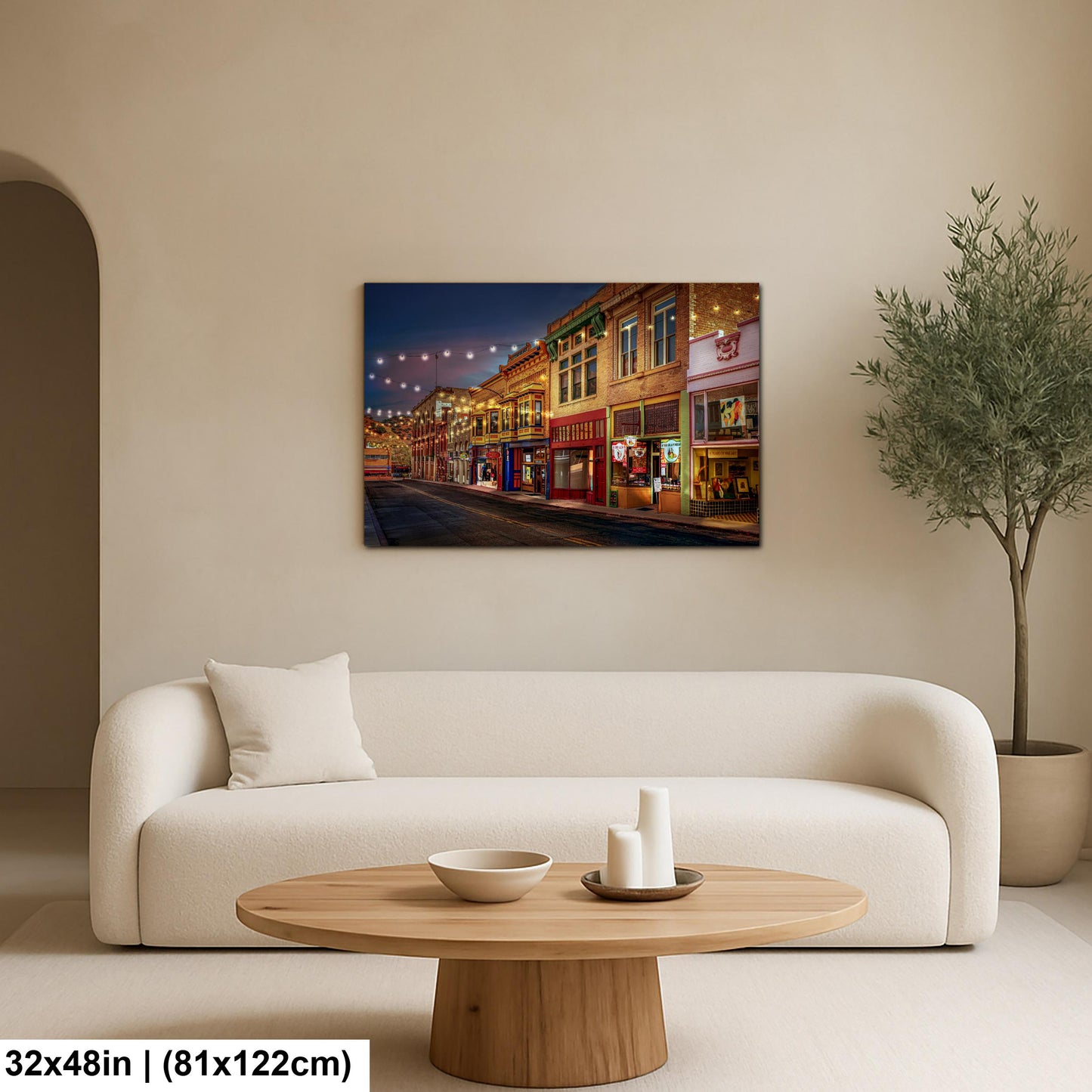 Bisbee Arizona Historic Street at Night, Southwest Architecture Photography Wall Art