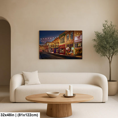 Bisbee Arizona Historic Street at Night, Southwest Architecture Photography Wall Art