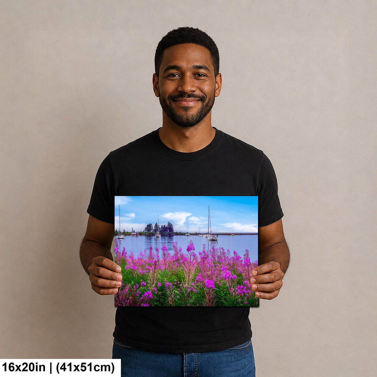 Coastal Wildflowers and Sailboats: Grand Marais Harbor Minnesota Wall Art