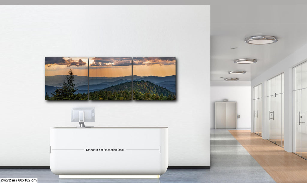 Mountain Sunbeams: Great Smoky Mountains Tennessee Landscape Photo Wall Art