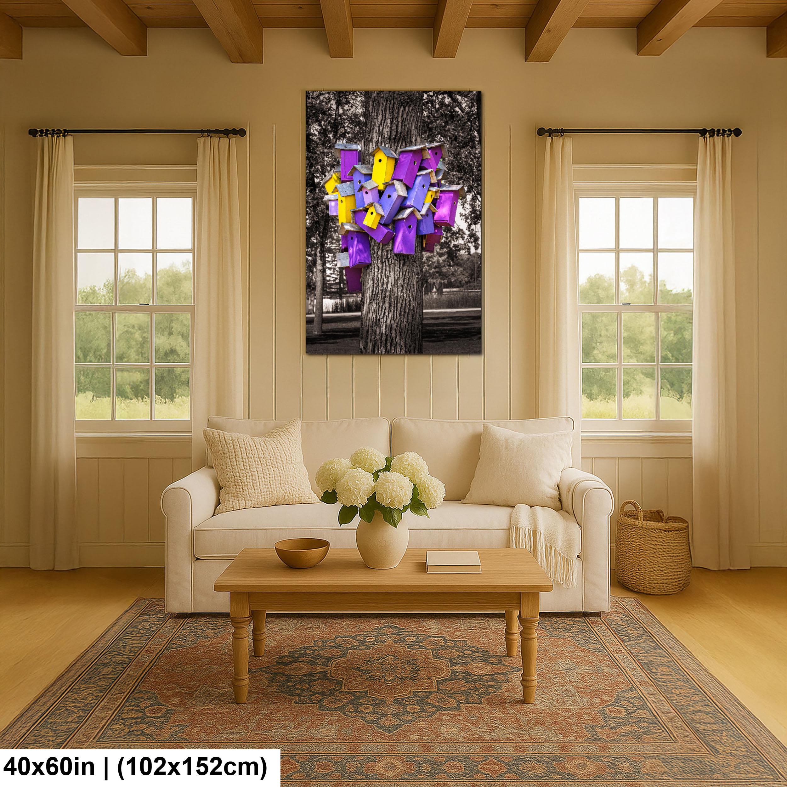 Colorful Birdhouse Cluster on Tree, Detroit Lakes Minnesota Fine Art Photography Print