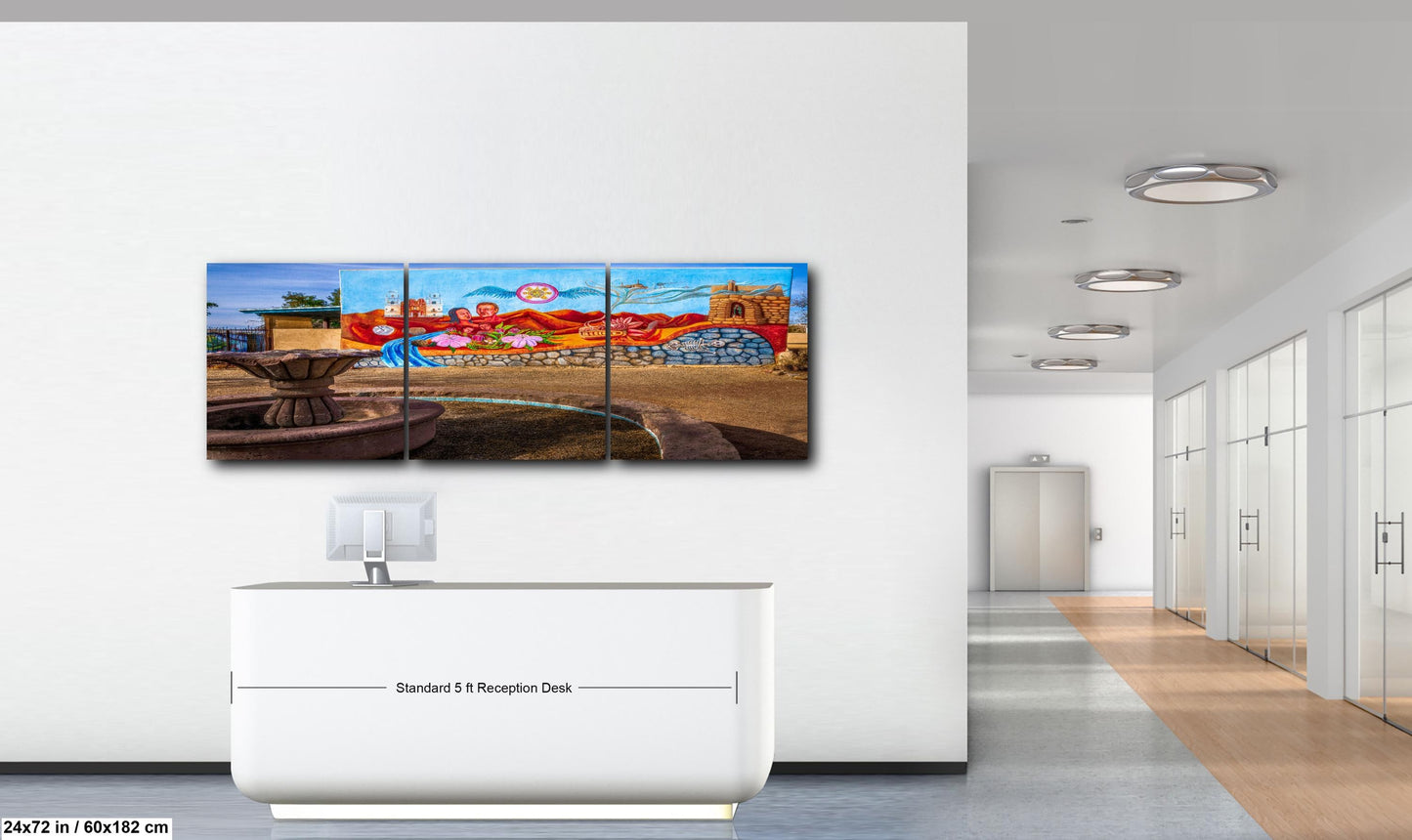 Tucson Mural - Cultural Heritage Mural With Fountain, Photography Print Wall Art