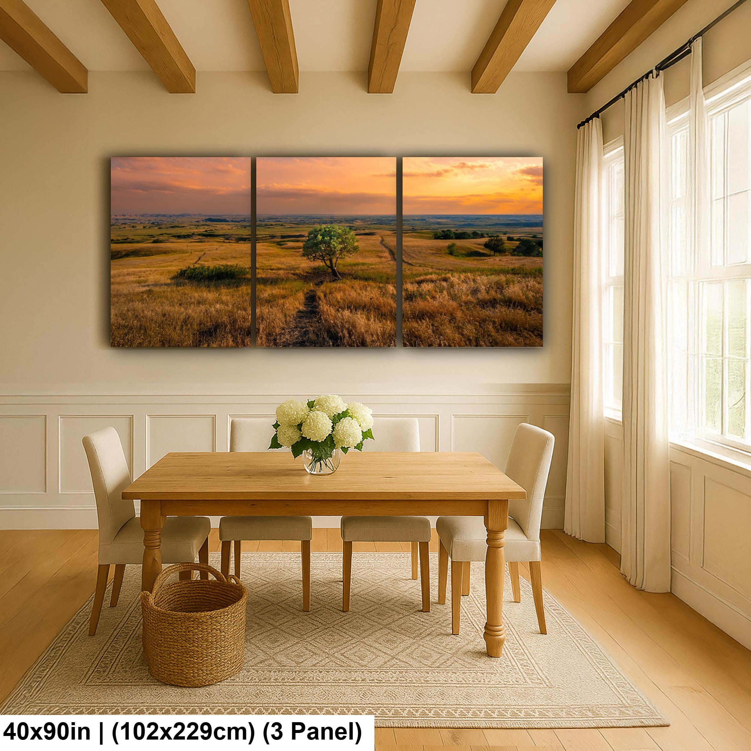 Golden Prairie Tree Badlands National Park South Dakota Photography Print, Western Landscape Wall Art, Sunset Home Decor