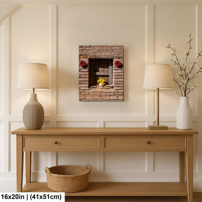 Adobe Wall with Flowers and Chili Ristras, Tucson Arizona, Photography Wall Art