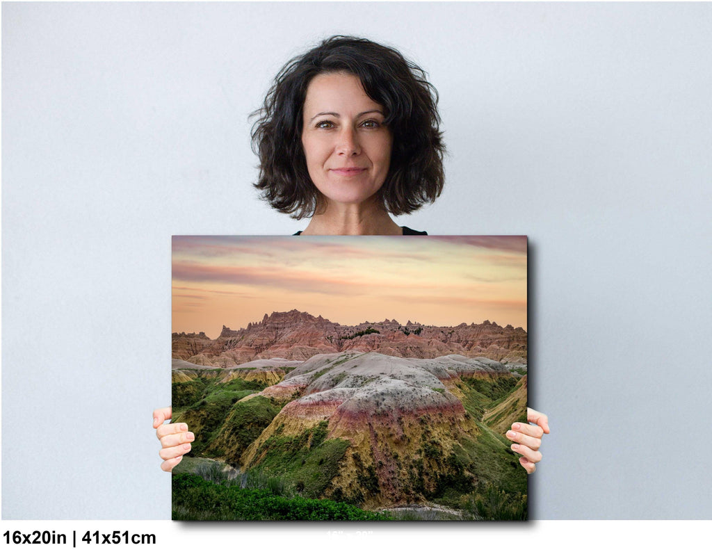 Badlands National Park Sunset, Rainbow Mounds Landscape Photography Wall Art