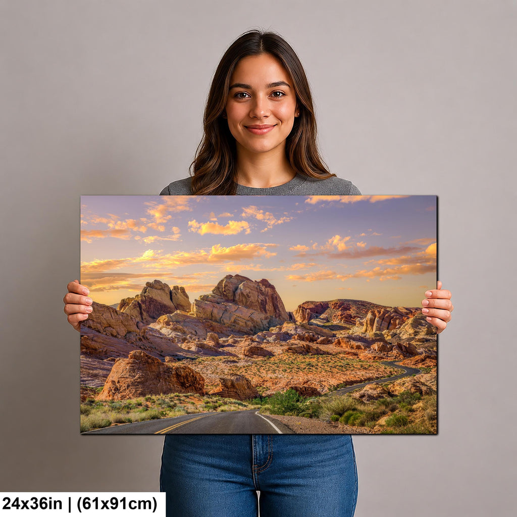 Sandstone Road: Valley of Fire State Park Nevada Golden Hour Photo Wall Art