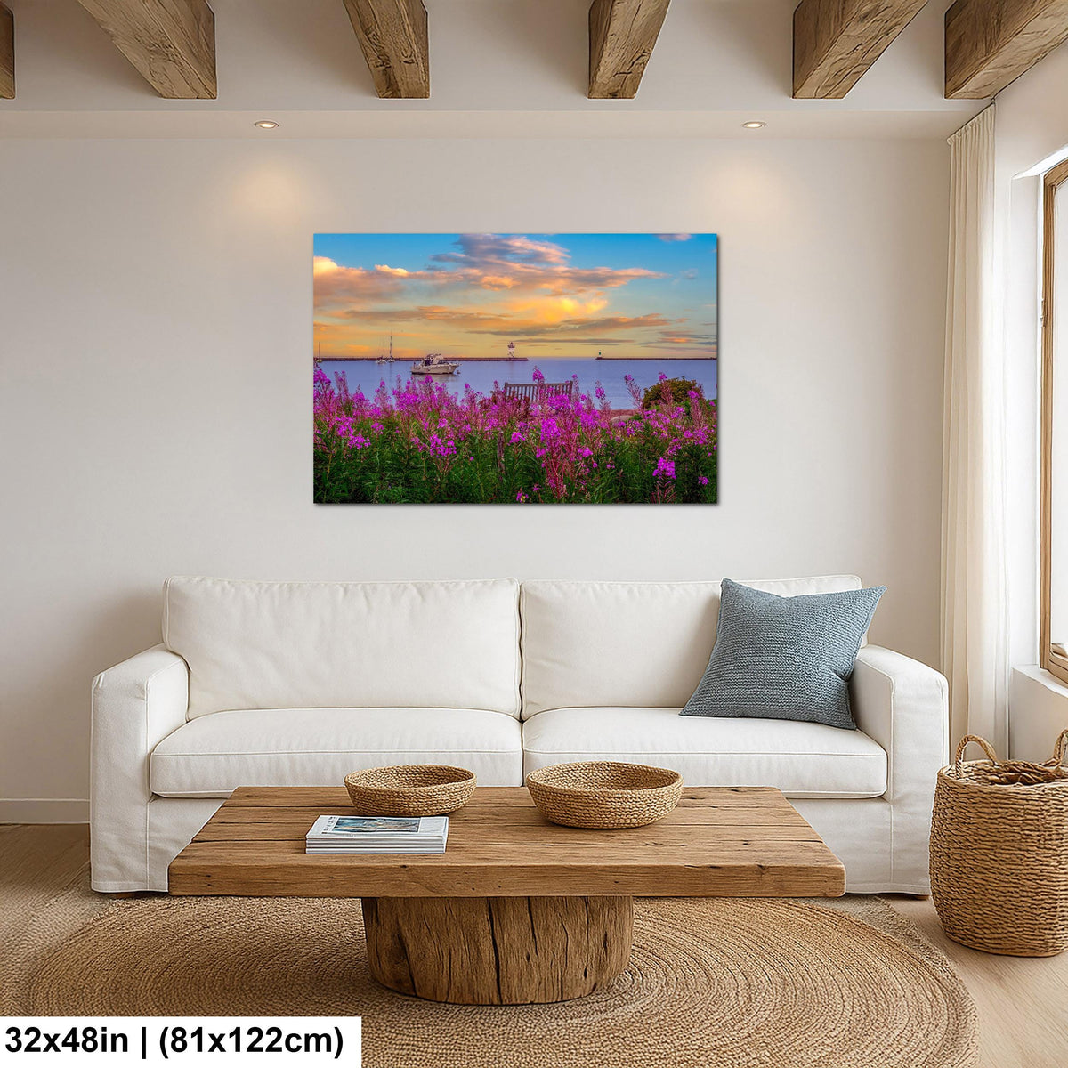 Purple Rosebay: Grand Marais Harbor Minnesota Coastal Photography Wall Art