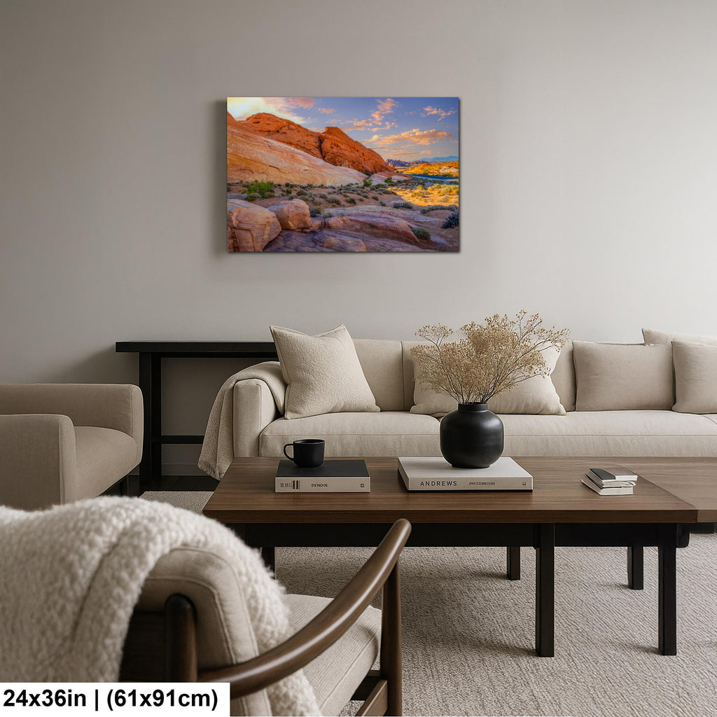 Red Rock Canyon Mountain Landscape at Sunset, Las Vegas Nevada Photography Print