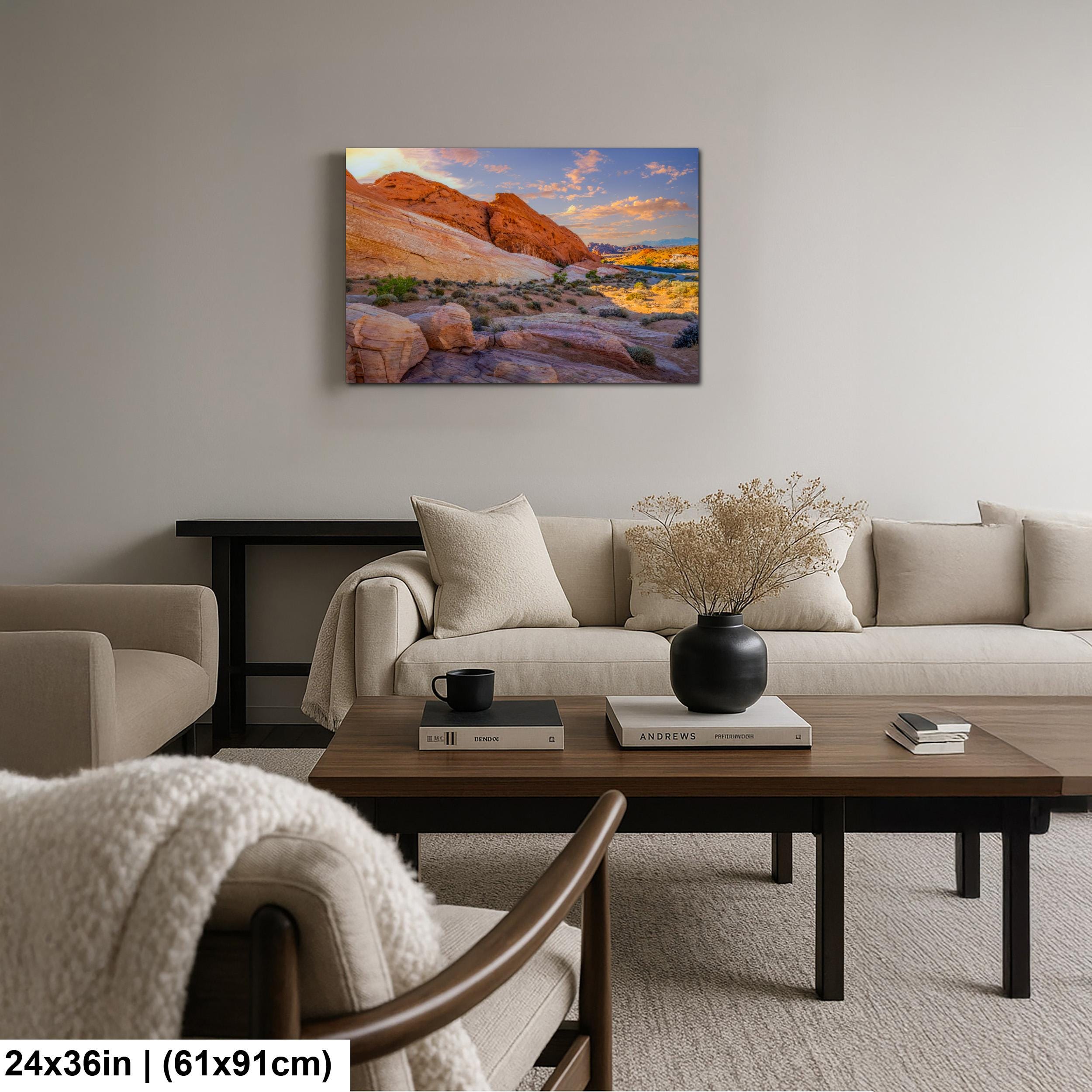 Red Rock Canyon Mountain Landscape at Sunset, Las Vegas Nevada Photography Print