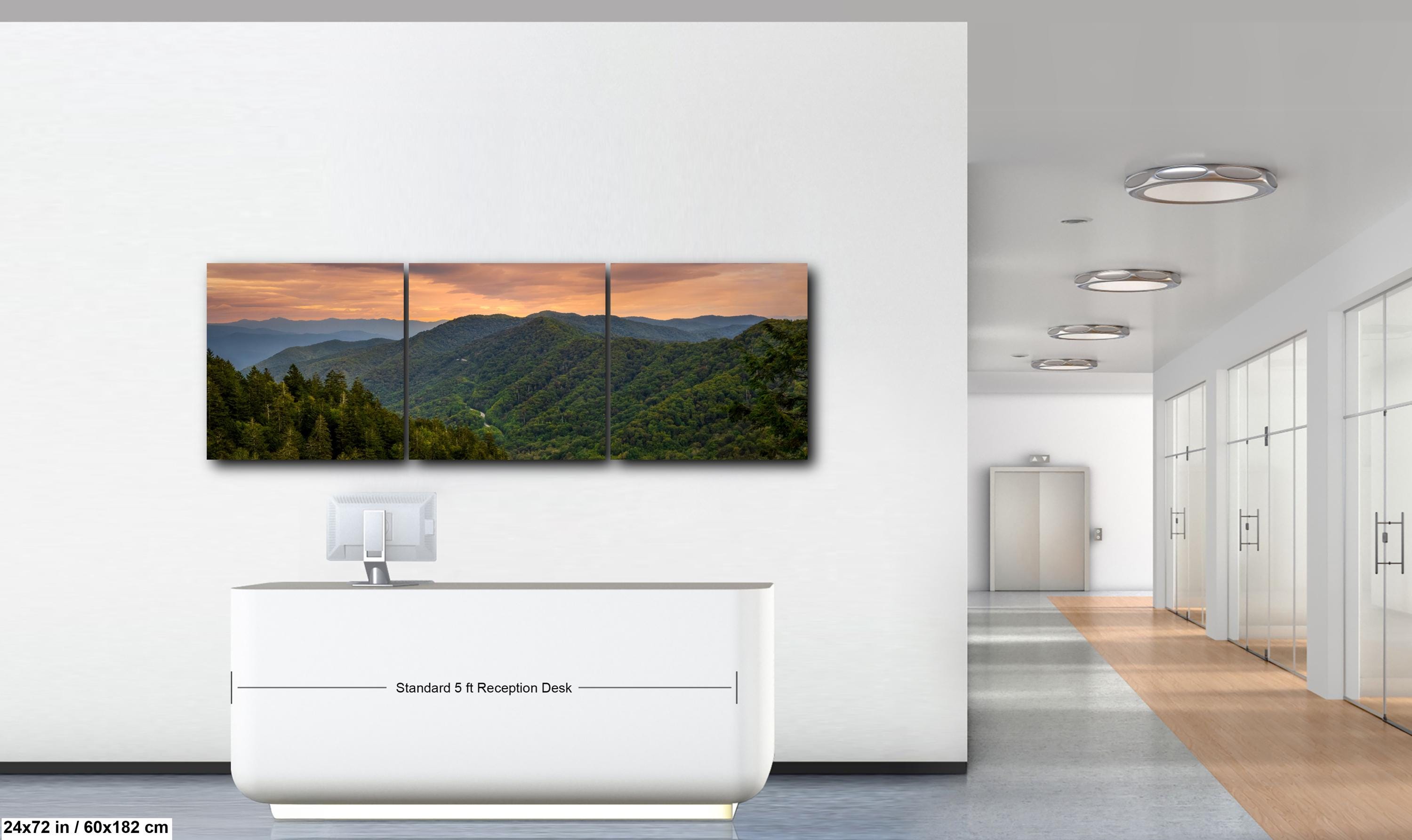 Great Smoky Mountains Golden Sunset Photography Print, Tennessee North Carolina Border, Layered Blue Ridge Wall Art