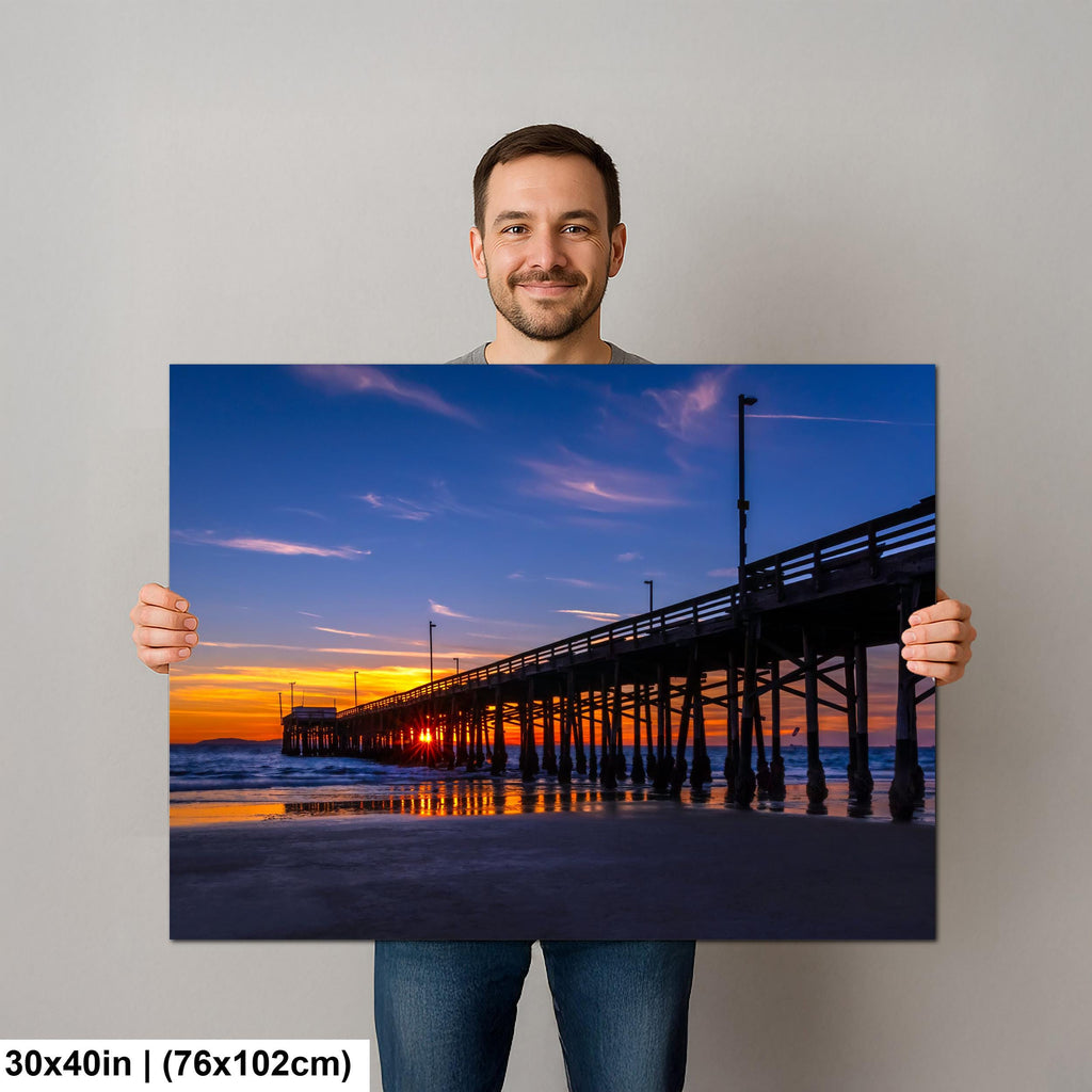 Sunburst Pier: Newport Beach California Ocean Sunset Photography Wall Art
