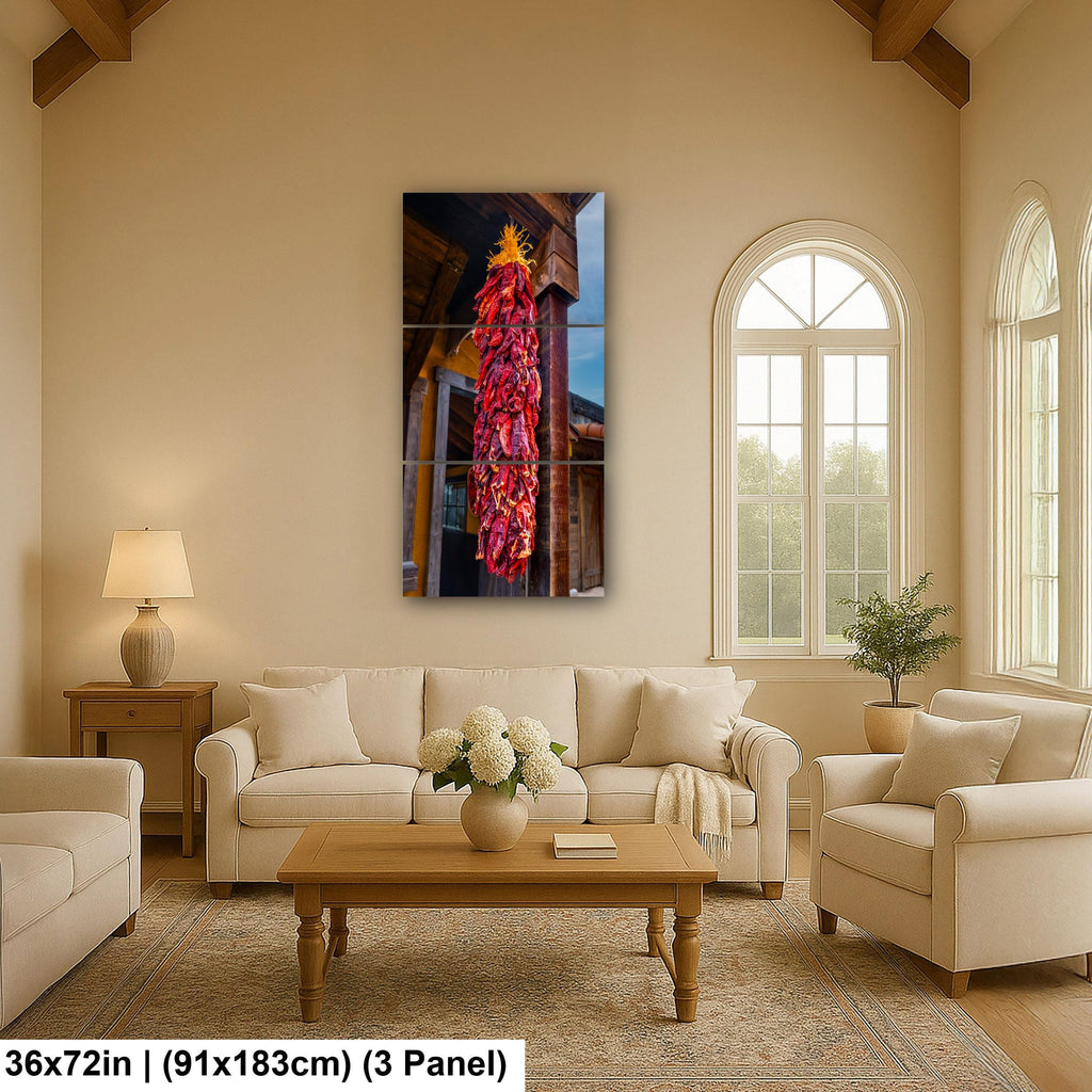 Sunlit Chile Ristra on Rustic Porch, Tombstone Arizona, Photography Wall Art