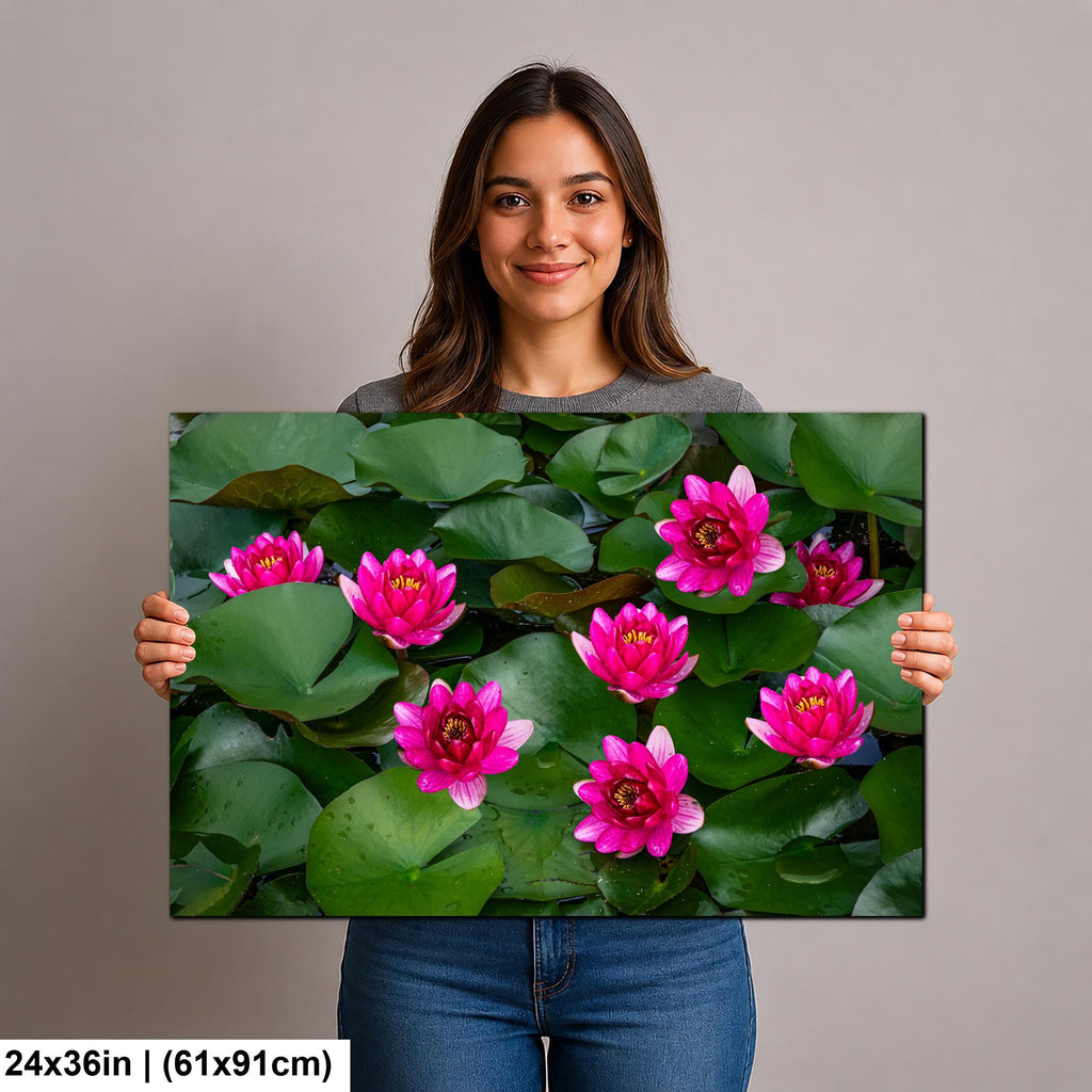 Magenta Blooms: Nymphaea Water Lilies Botanical Photography Wall Art