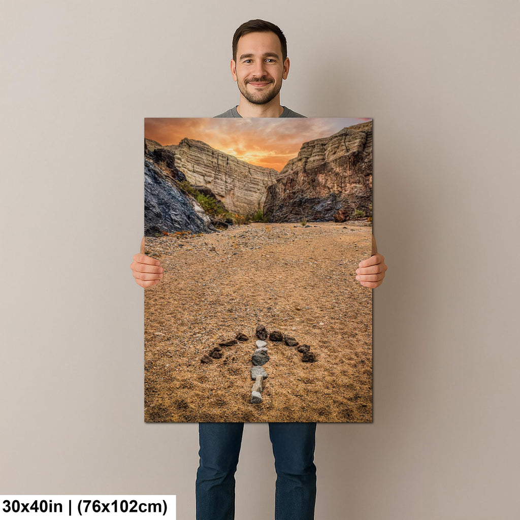 Desert Arrow: Painted Canyon Mecca Hills California Sunset Photo Wall Art