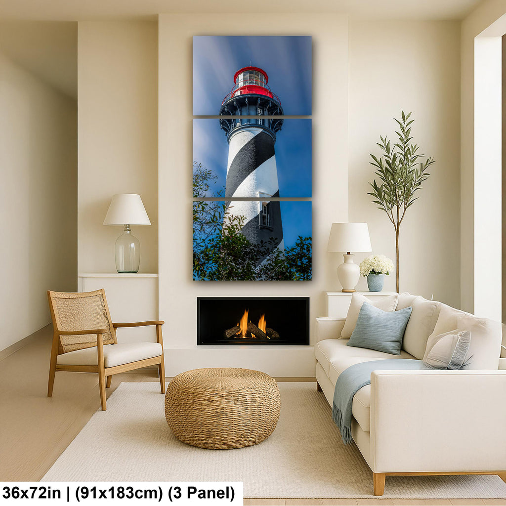 St. Augustine Lighthouse Photography Print, Florida Coastal Wall Art, Red and White Striped Tower, Nautical Decor