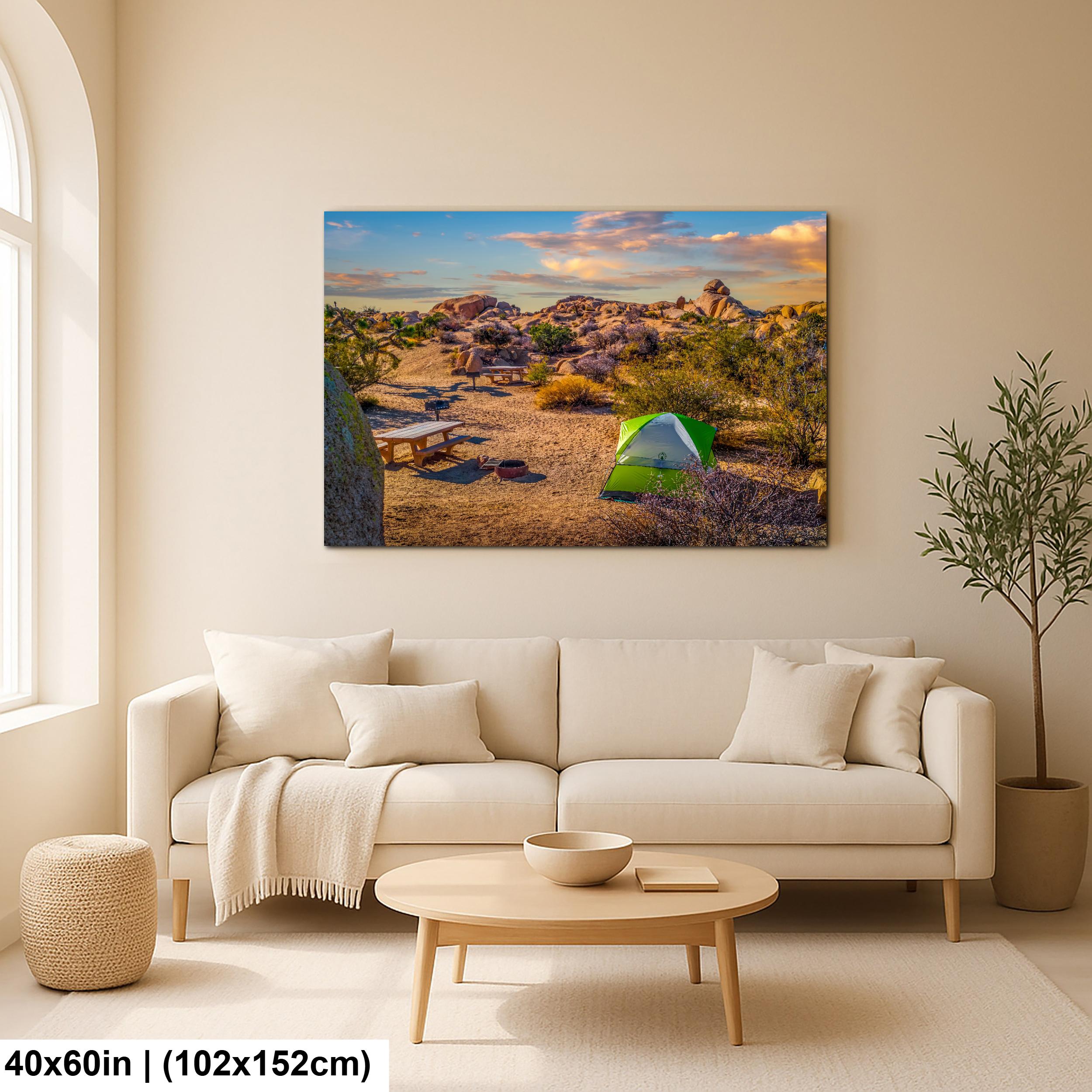 Desert Campsite at Sunset Joshua Tree National Park California Wall Art Photography Print