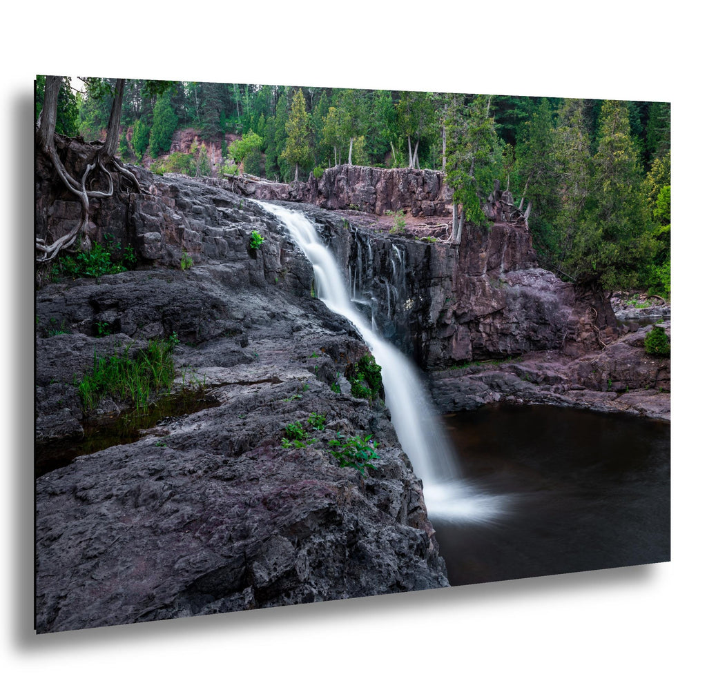 Gooseberry Falls State Park Poster Lower Falls Watercolor-Stylized Photography Print Wall Art, Minnesota Nature Decor, Canvas Metal Acrylic