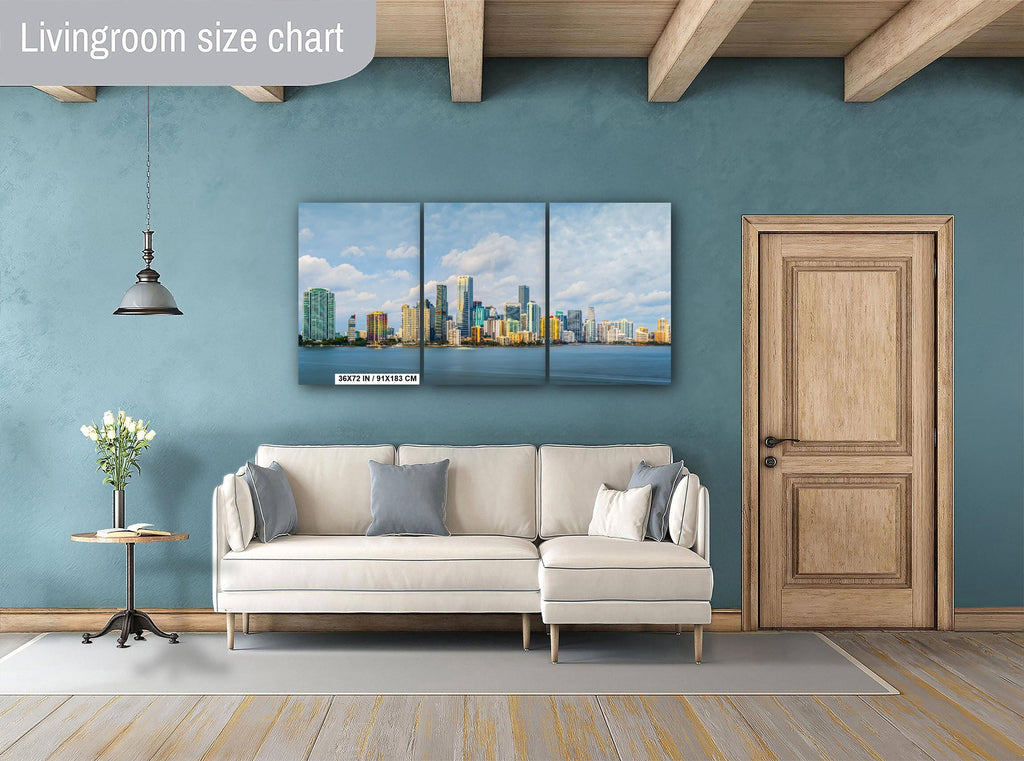 Miami Skyline Metal Print - Panoramic Wall Art With Biscayne Bay Coastal View