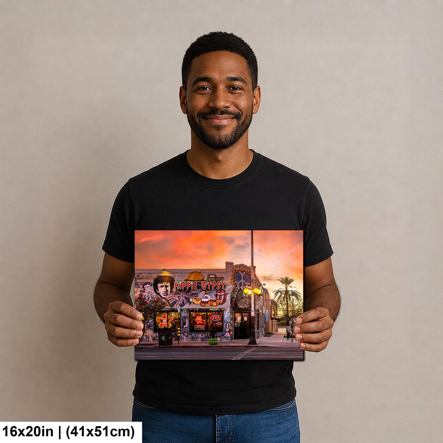 Tucson Mural - Hippie Gypsy at Sunset, Arizona Street Art Photography Print