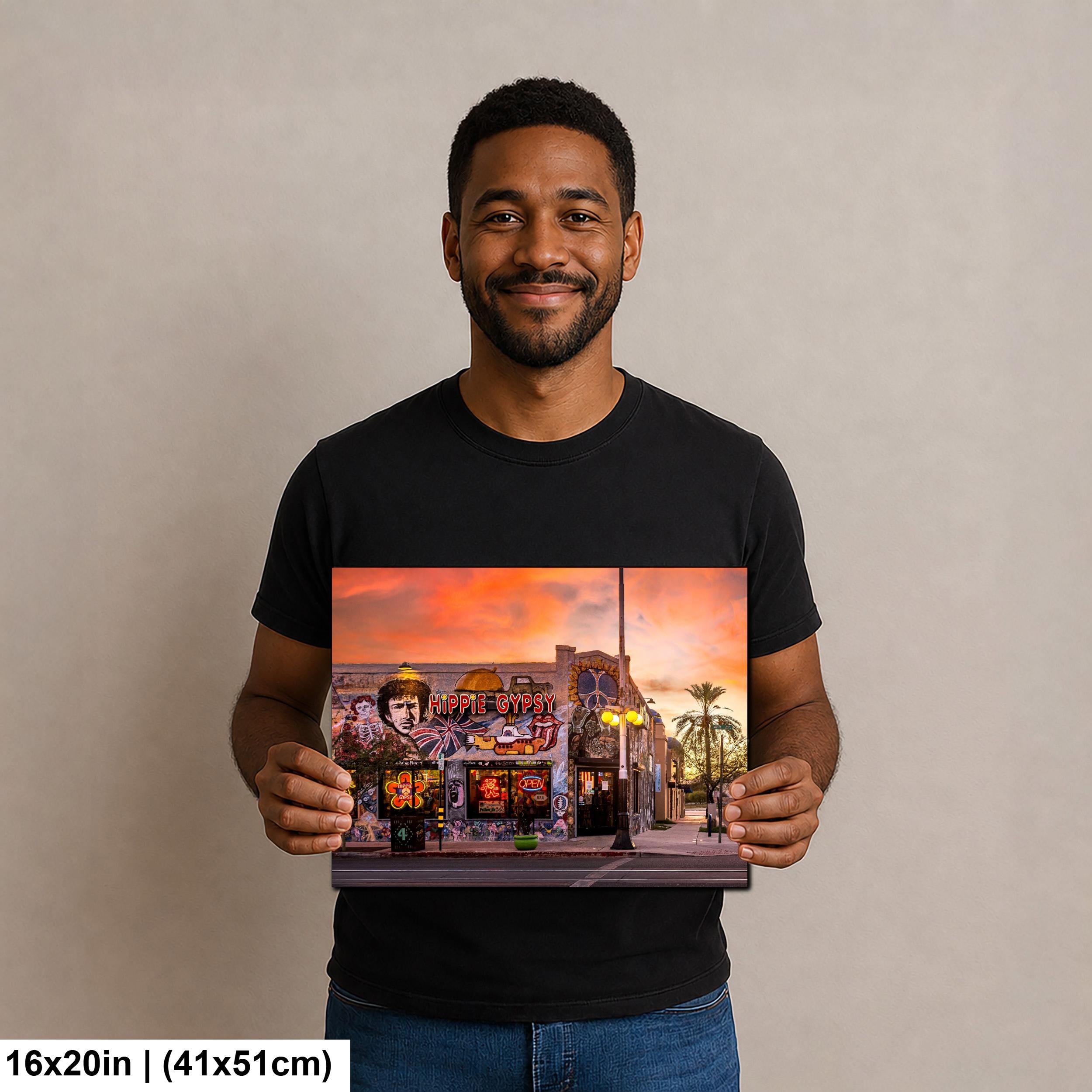 Tucson Mural - Hippie Gypsy at Sunset, Arizona Street Art Photography Print