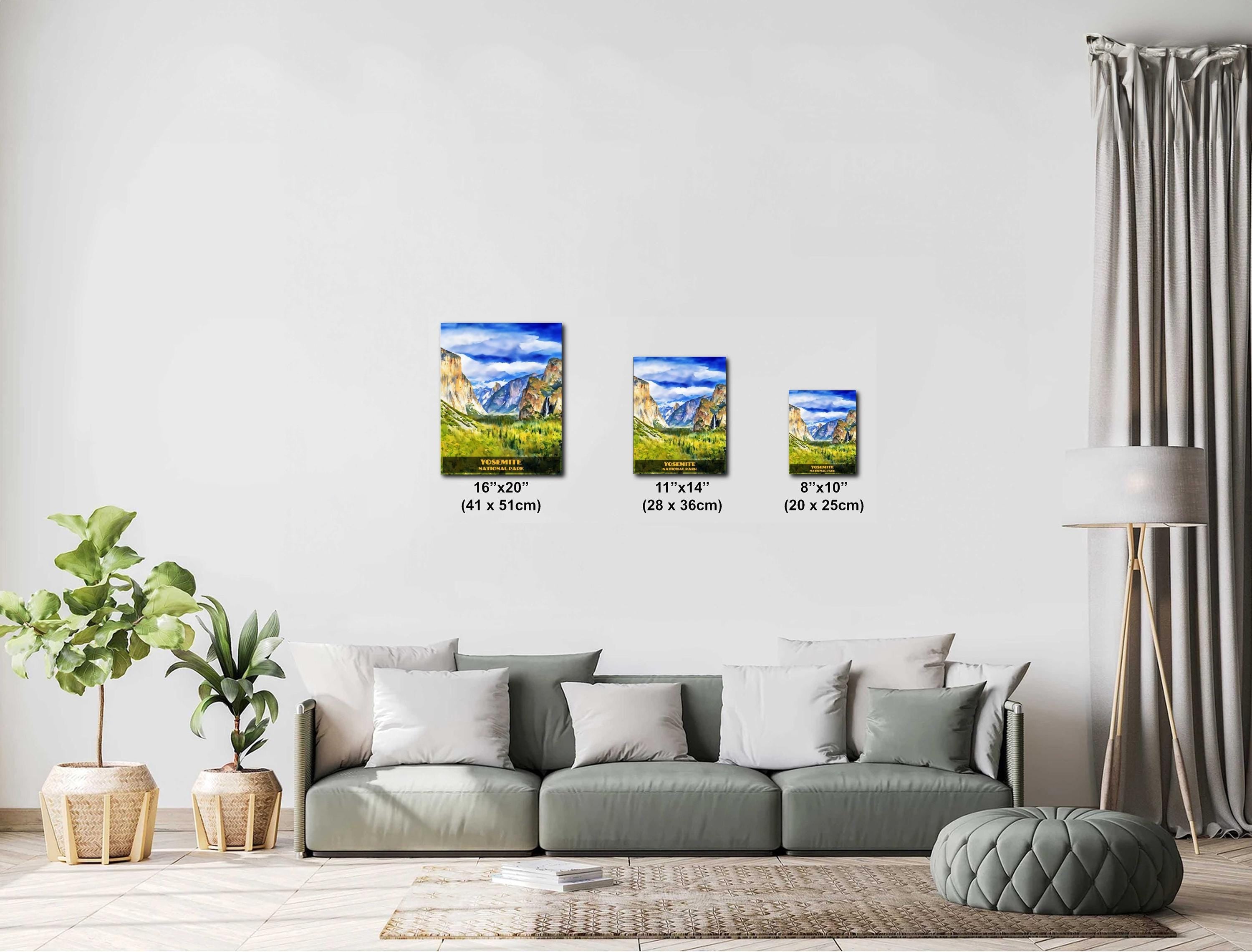 Yosemite Tunnel View: Watercolor-Stylized El Capitan & Half Dome Photography Wall Art