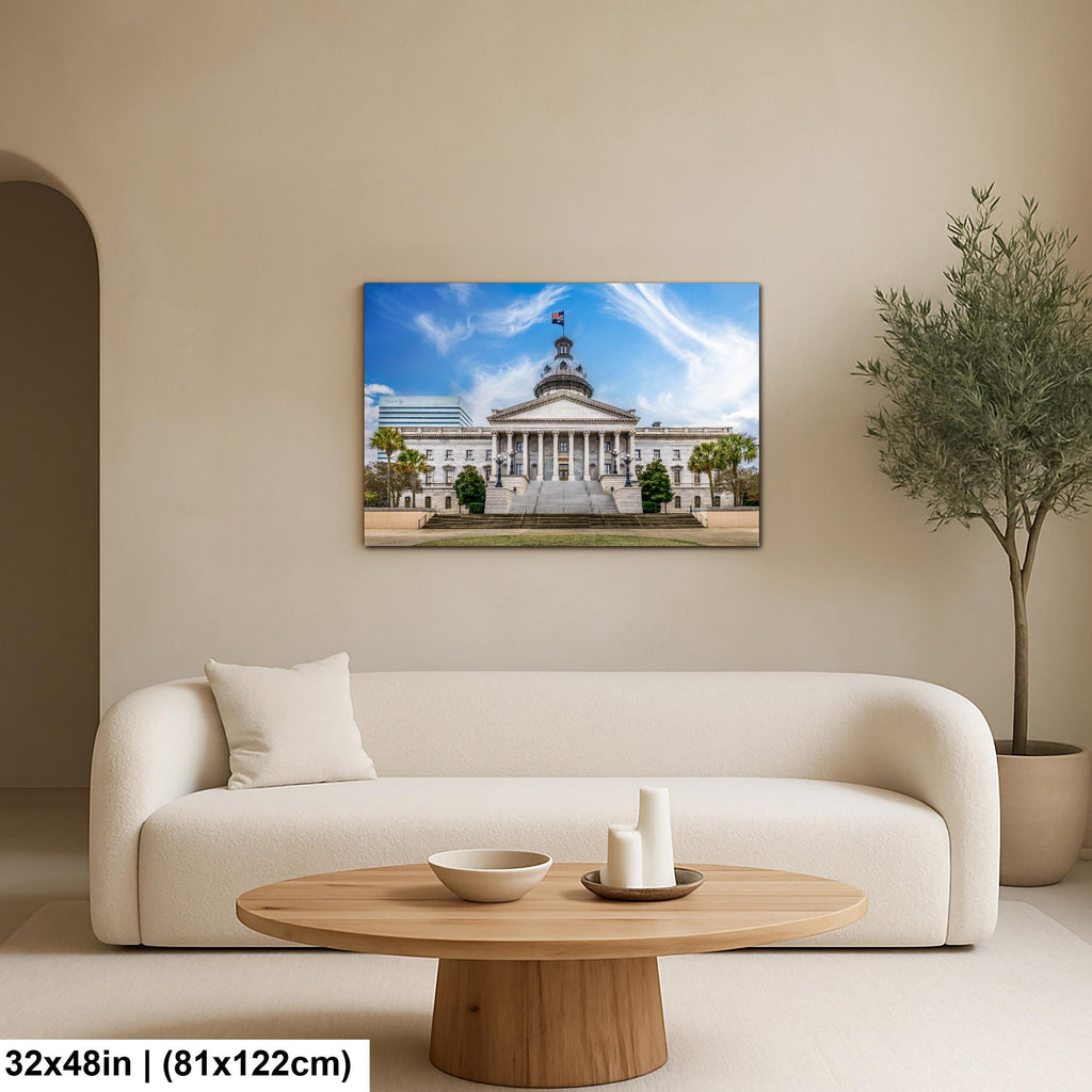 South Carolina State House Under Blue Sky, Columbia South Carolina Photography Print