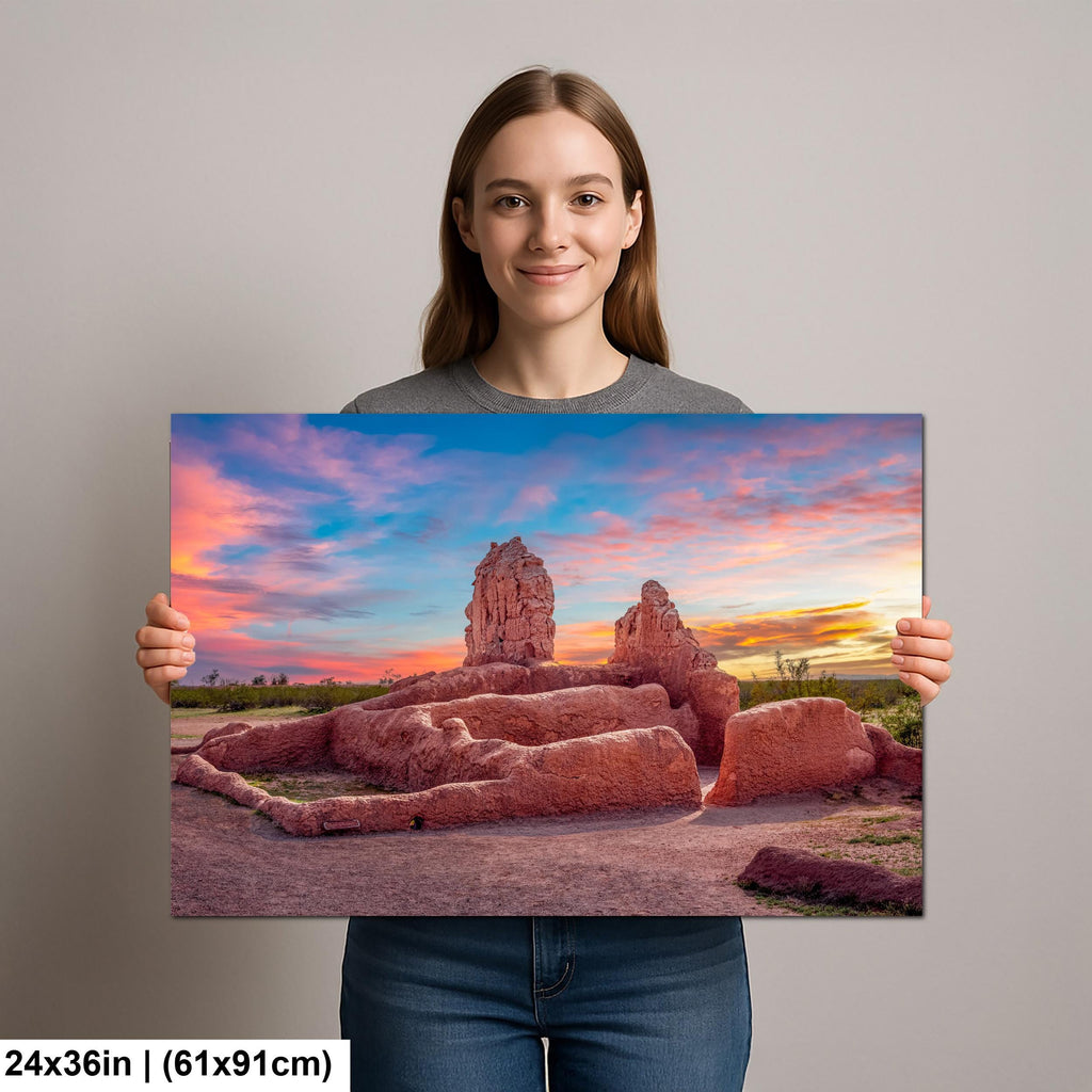 Casa Grande Ruins National Monument at Sunset, Coolidge Arizona, Photography Print Wall Art