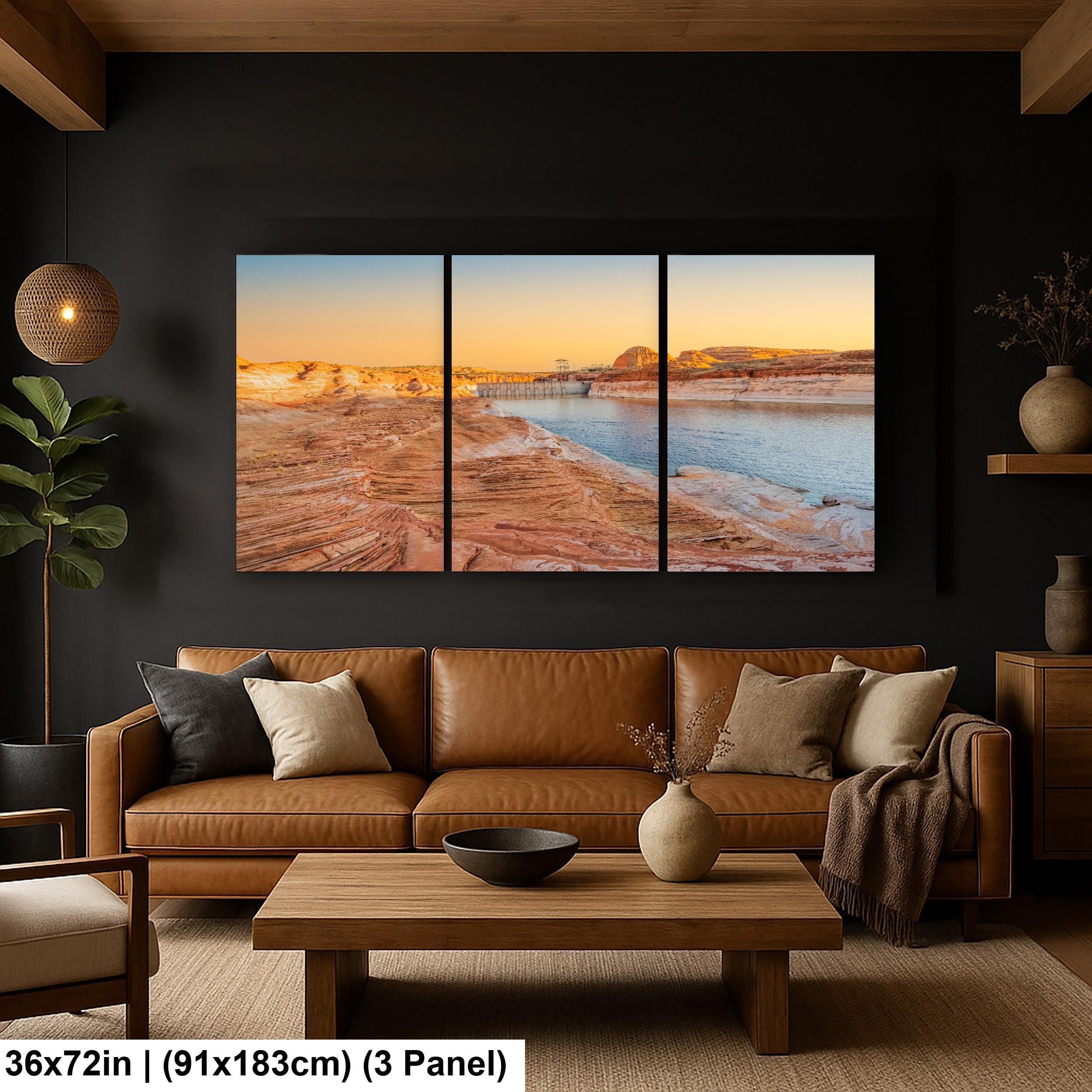 Glen Canyon Dam Lake Powell Golden Hour Print, Arizona Southwest Landscape Wall Art