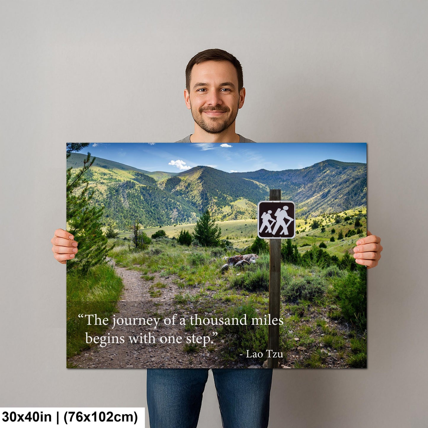 Lao Tzu Journey of a Thousand Miles Hiking Trail Motivational Photography Print