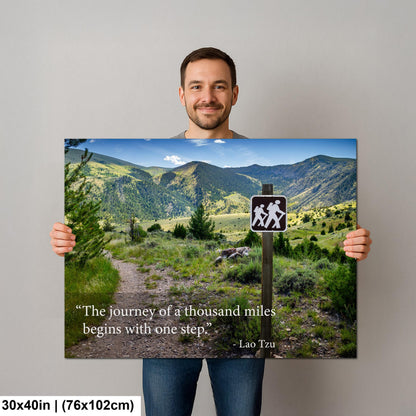 Lao Tzu Journey of a Thousand Miles Hiking Trail Motivational Photography Print