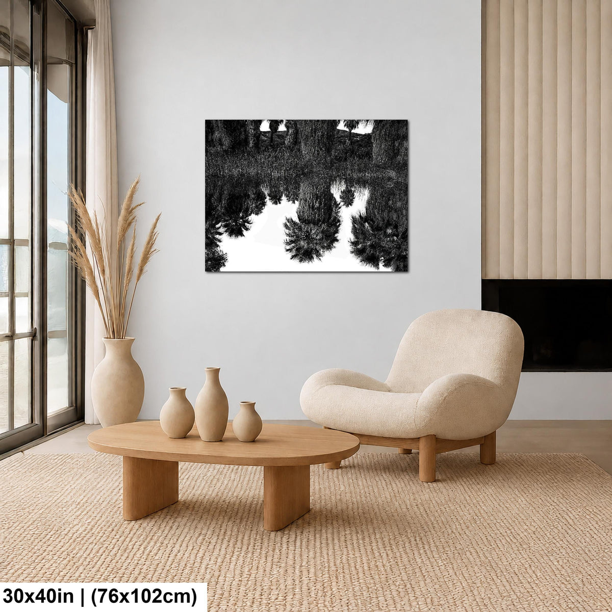 Palm Reflections: Coachella Valley Preserve CA Black White Photo Wall Art