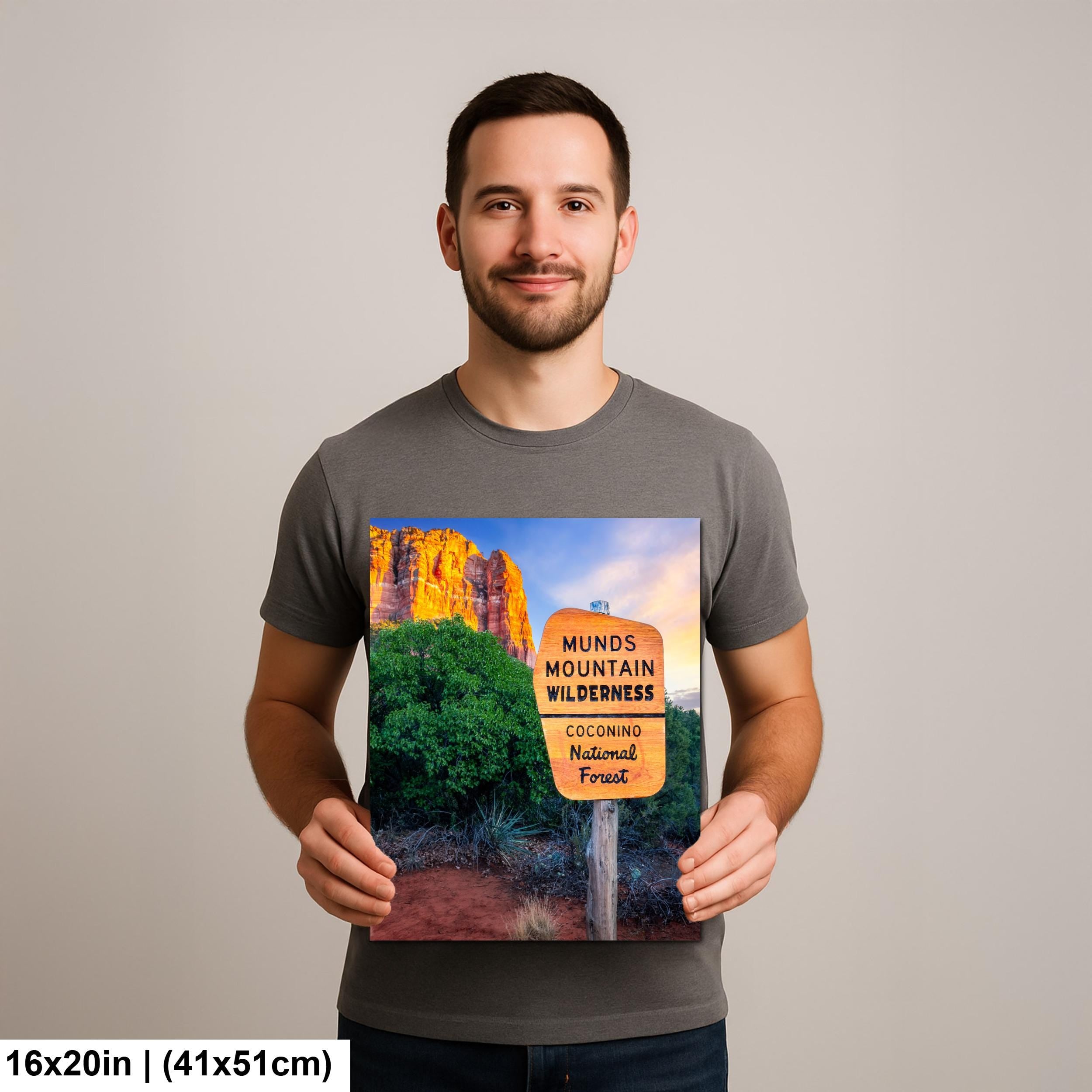 Munds Mountain Wilderness Sign, Coconino National Forest Sedona Arizona Wall Art, Red Rock Photography Print