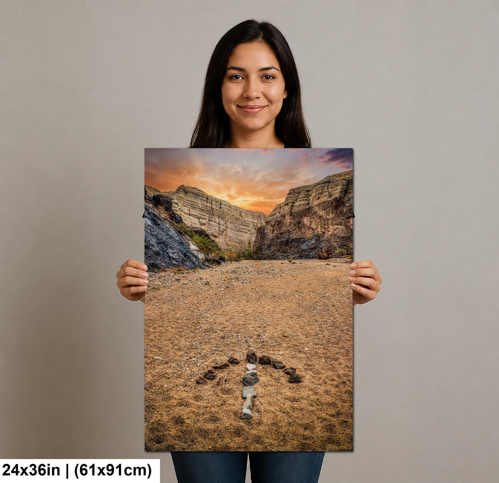 Desert Arrow: Painted Canyon Mecca Hills California Sunset Photo Wall Art