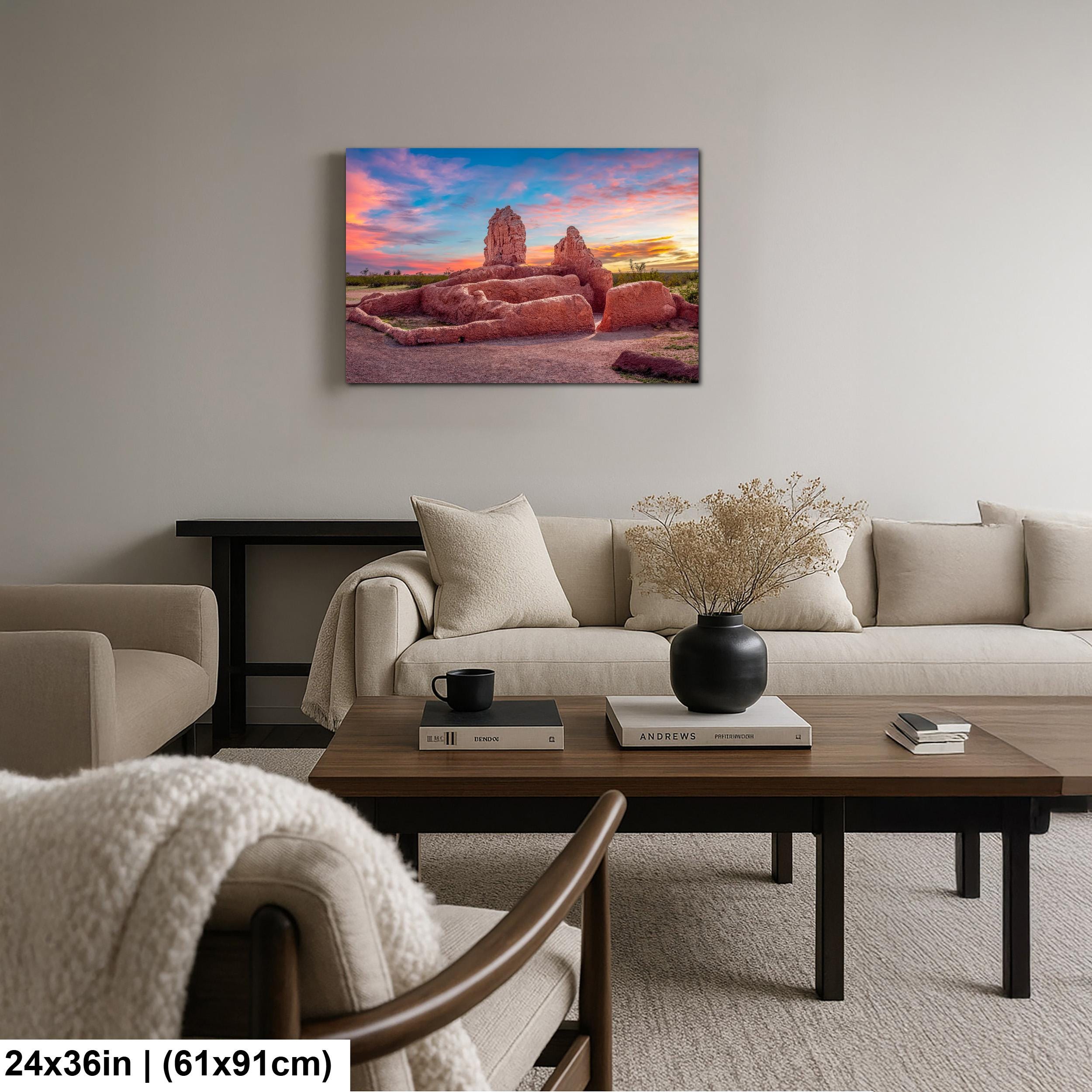 Casa Grande Ruins National Monument at Sunset, Coolidge Arizona, Photography Print Wall Art