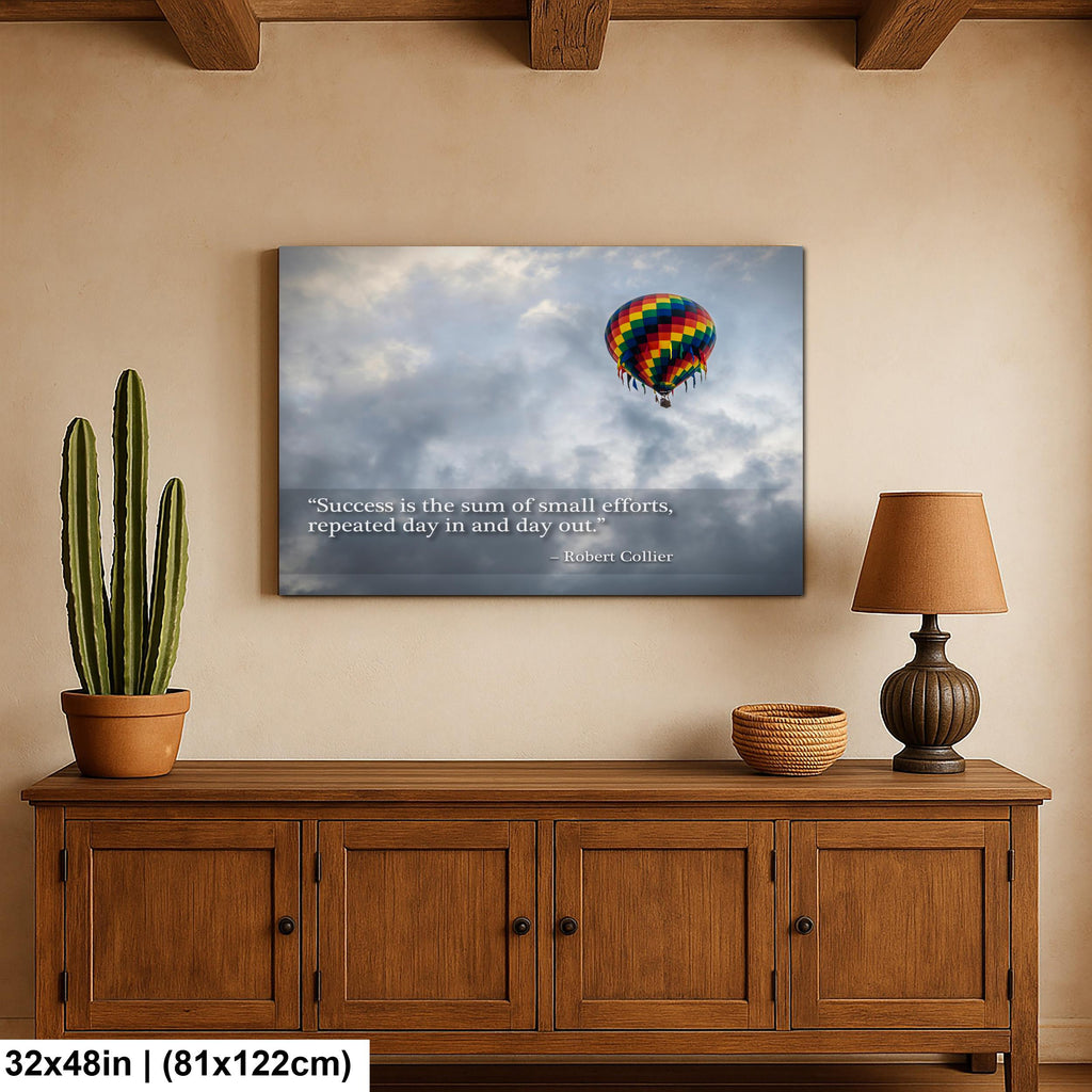Motivational Wall Art - Hot Air Balloon Print | Persistence Artwork for Office Wall Decor
