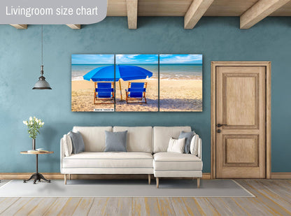 Beachside Bliss: Beach Day Florida Seascape Photography Metal Canvas Print Home Decor Wall Art