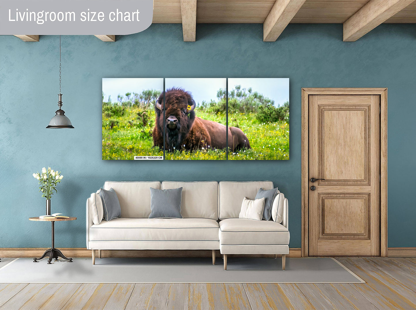 Flower Child: Bison Wildlife Photography Yellowstone National Park Poster Wyoming Nature Canvas Print