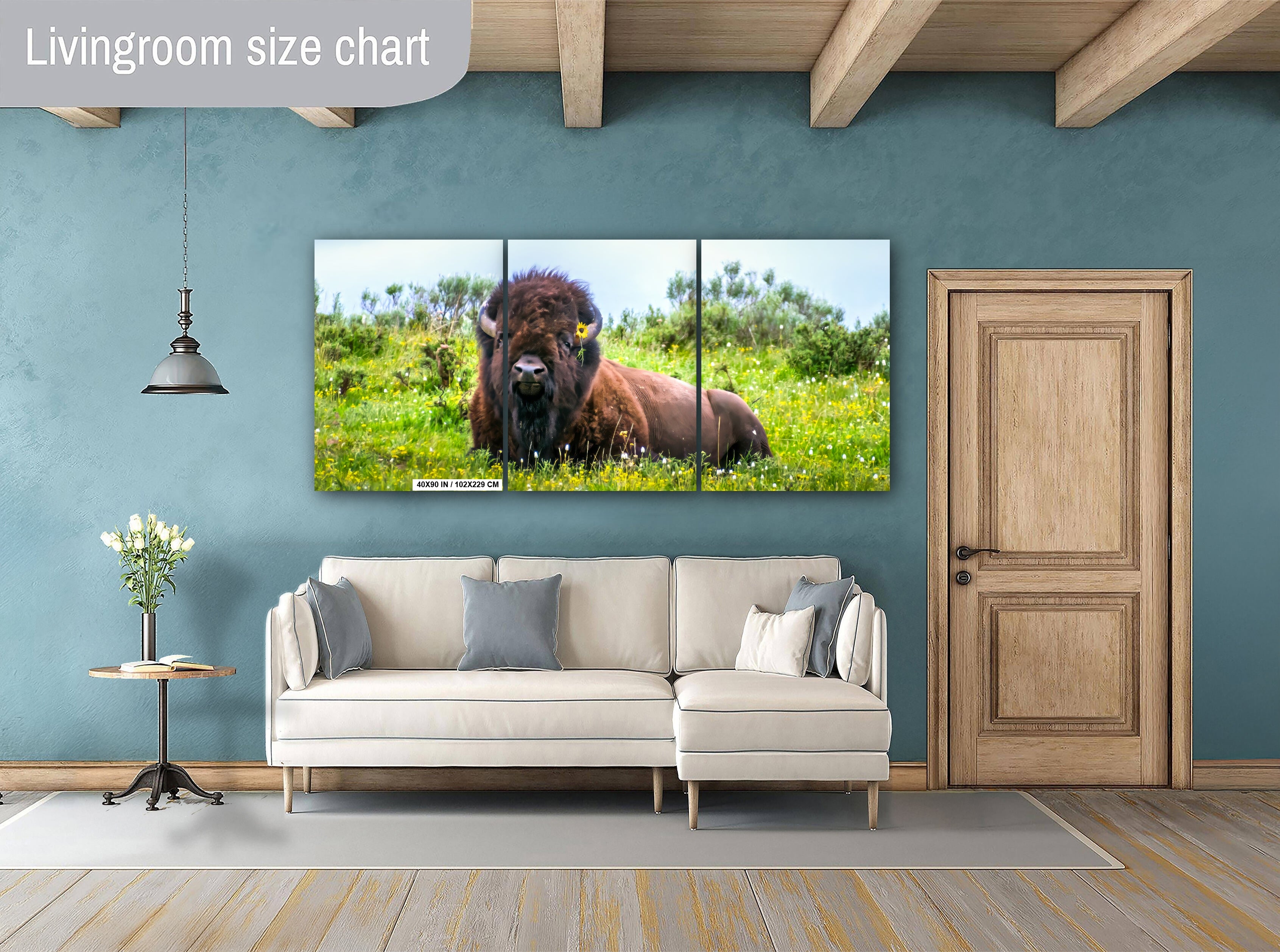 Flower Child: Bison Wildlife Photography Yellowstone National Park Poster Wyoming Nature Canvas Print