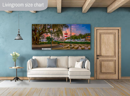Harbour Town Wall Art – Hilton Head Canvas Print With Nautical Lighthouse Museum Decor