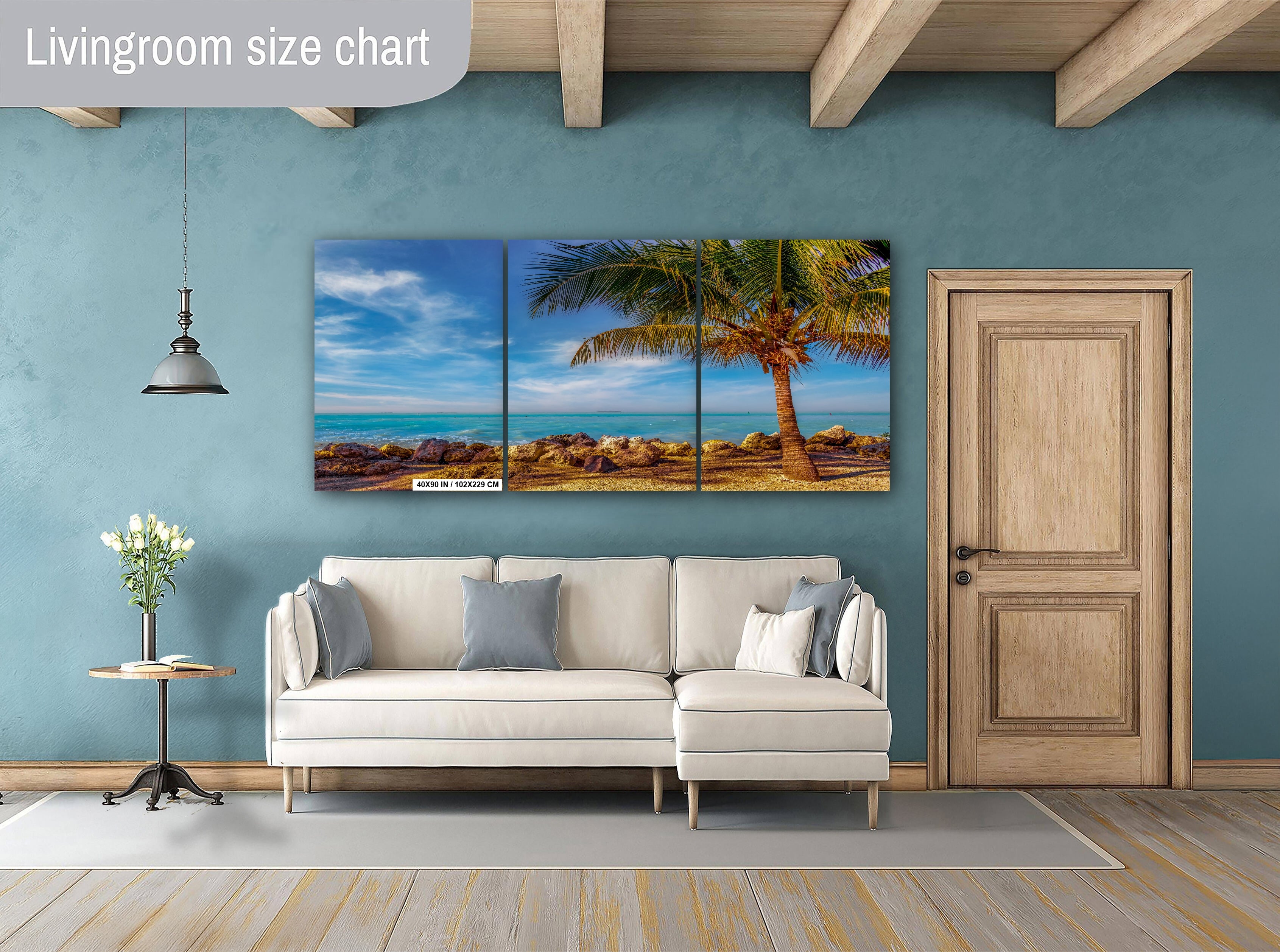 Key West Rocks: Solitary Palm and Ocean View Metal Aluminum Print Florida Seascape Wall Art Home Decor