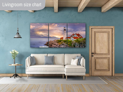 Cape Elizabeth Lighthouse Print – Nautical Wall Art | Stormy Sea Canvas