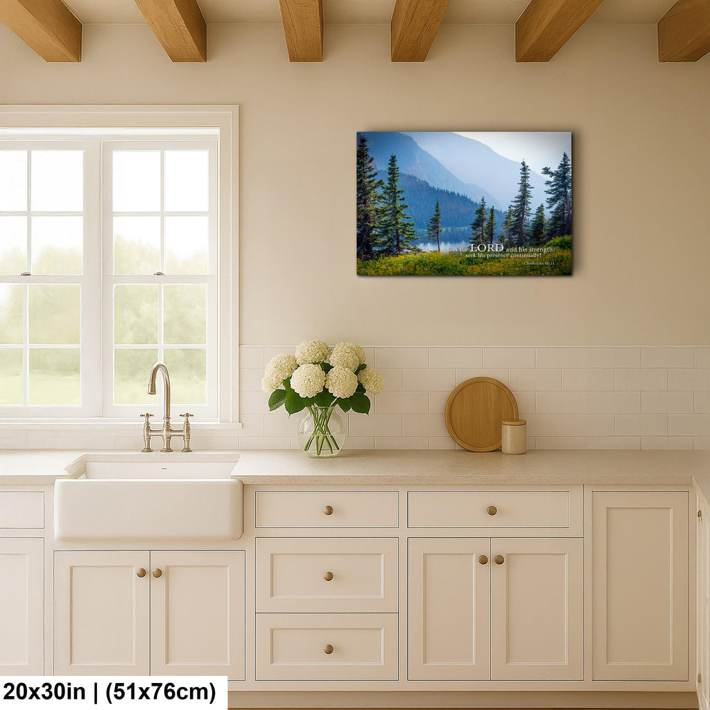 Christian Wall Art | Seek the Lord Art – Misty Mountain Photography Canvas & Scripture Print