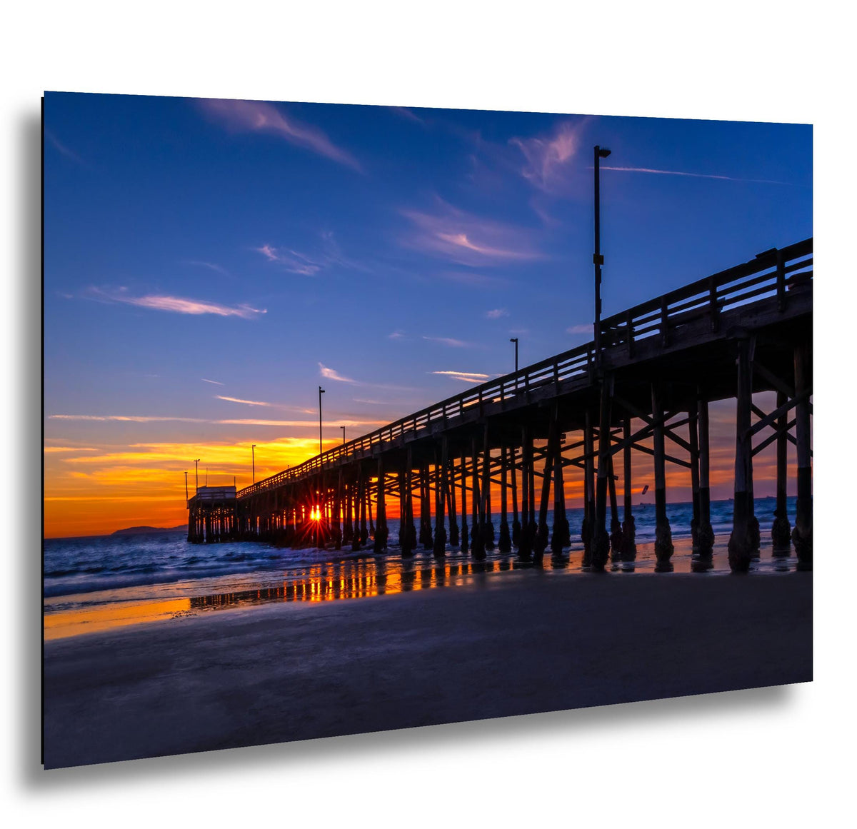 Sunburst Pier: Newport Beach California Ocean Sunset Photography Wall Art