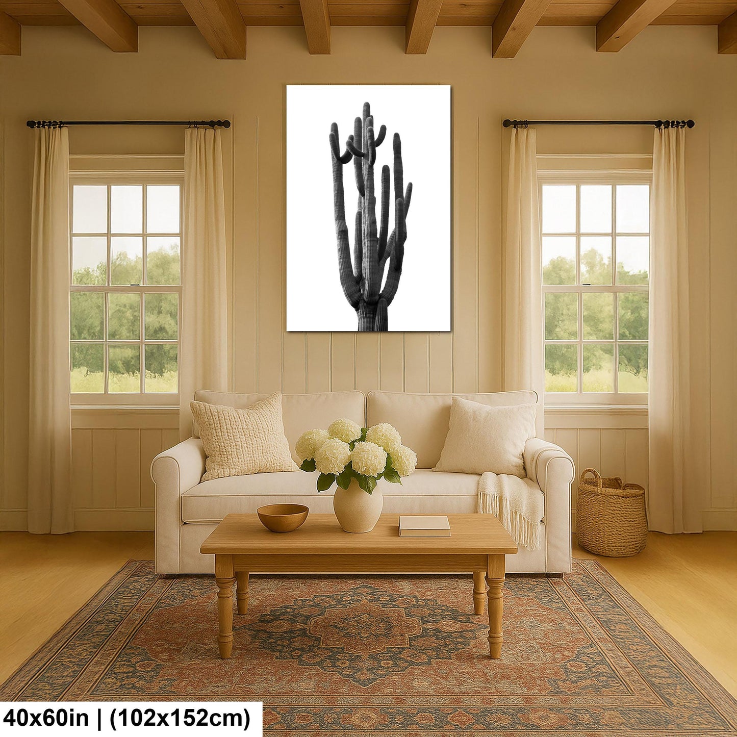 Towering Cactus Catalina State Park Arizona Black White Desert Wall Art