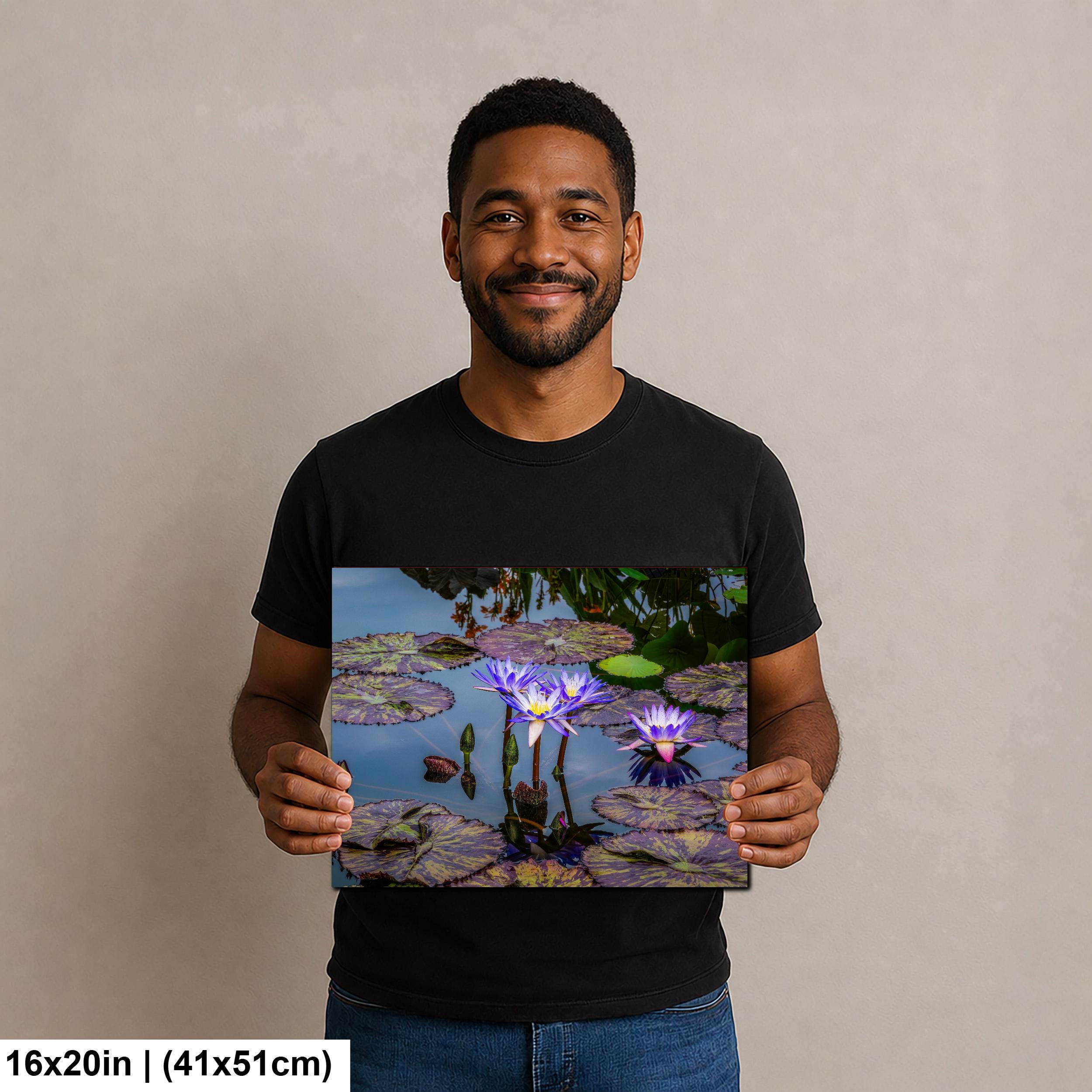 Purple Star Lotus: Botanical Water Lily Flower Pond Photography Wall Art