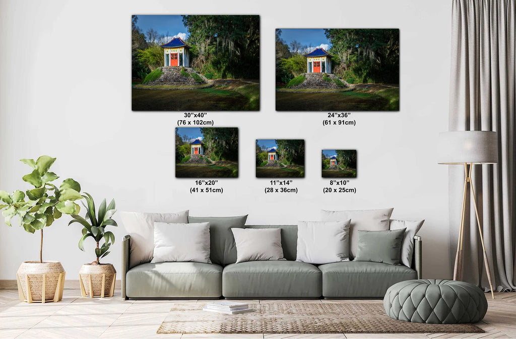Avery Island Louisiana Buddha Shrine Pavilion Wall Art Photography Print, Jungle Gardens Pagoda, Southern Landscape Travel Gift Canvas
