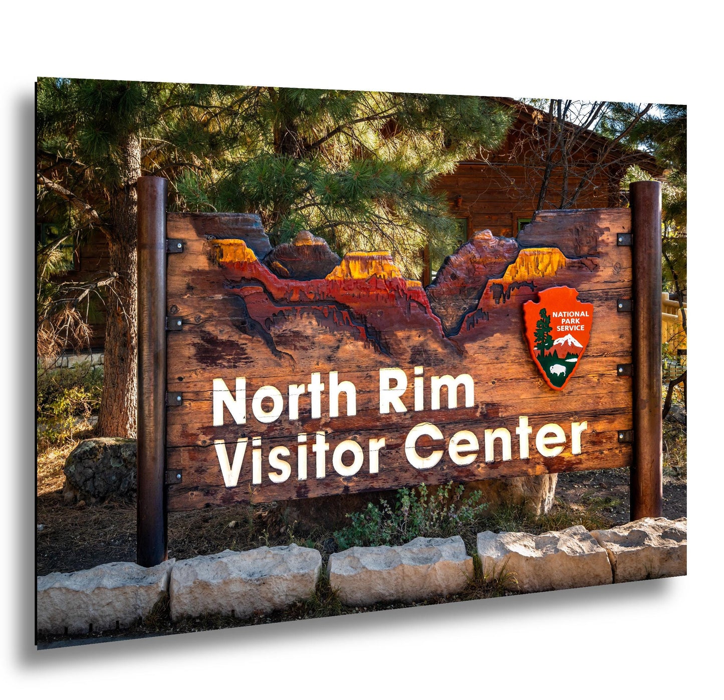 North Rim Visitor Center Sign, Grand Canyon National Park Arizona, Photography Print Wall Art