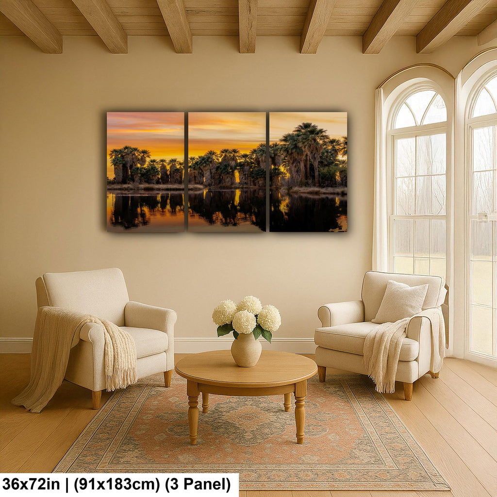 Agua Caliente Palm Grove Sunset Reflection - Tucson Arizona Photography Print